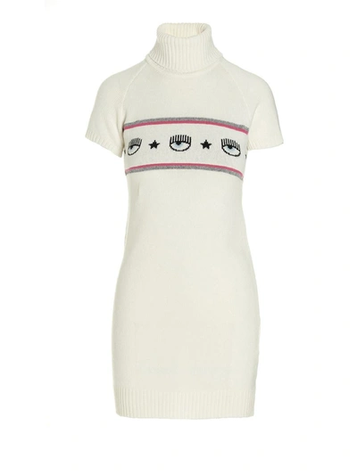 Shop Chiara Ferragni 'maxilogomania' Dress In White