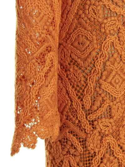Shop Ermanno Scervino Macramé Lace Dress In Orange