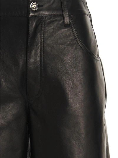 Shop Etro Leather Culotte Trousers In Black