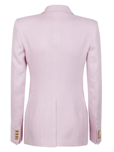 Tagliatore Cotton And Linen Blend Suit With Peak Lapels In Pink