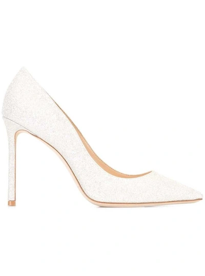 Shop Jimmy Choo Silver-tone Glittered Romy Pumps In Calf Leather Woman In Metallic