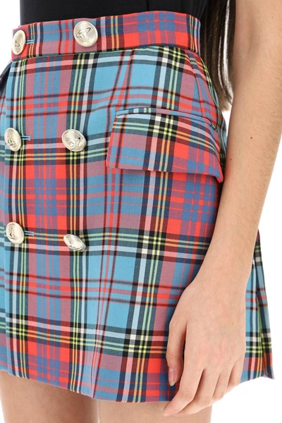Shop Vivienne Westwood Mini Tartan Wrap Skirt In Multicolor