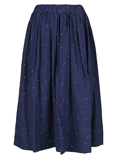 Shop Apuntob Cotton Pois Midi Skirt In Blue