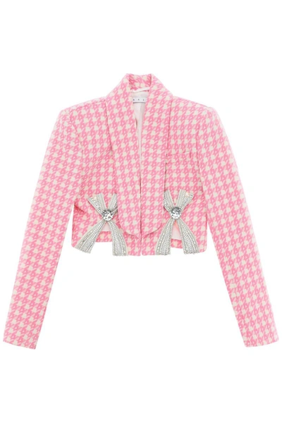 Shop Area Cropped Blazer With Jewel Bows In Pink
