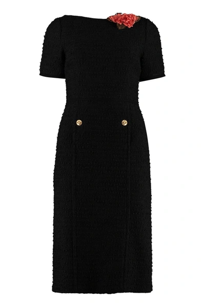 Shop Gucci Tweed Sheath Dress In Black