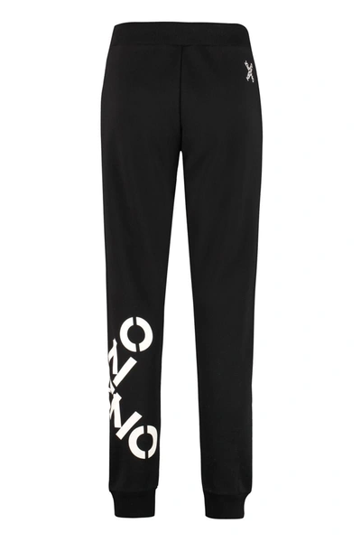 Shop Kenzo Printed Cotton Trousers In Black