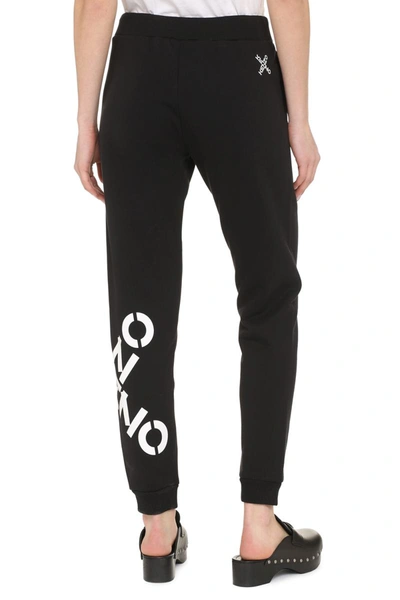 Shop Kenzo Printed Cotton Trousers In Black