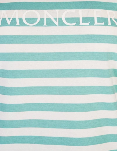 Shop Moncler Mint Striped Tank Top With Logo In Green