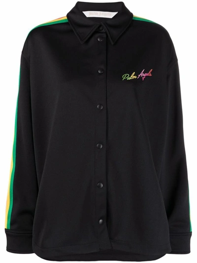 Shop Palm Angels Miami Logo Track Shirt In Black