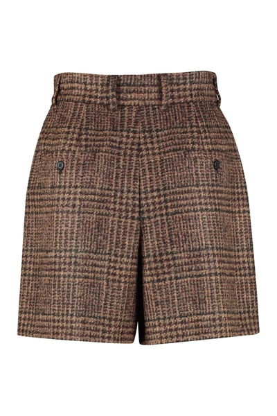 Shop Dolce & Gabbana Checked Wool Shorts In Brown