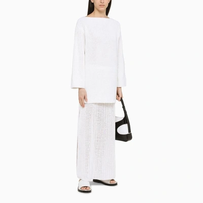 Shop Ferragamo Crochet Long Skirt In White