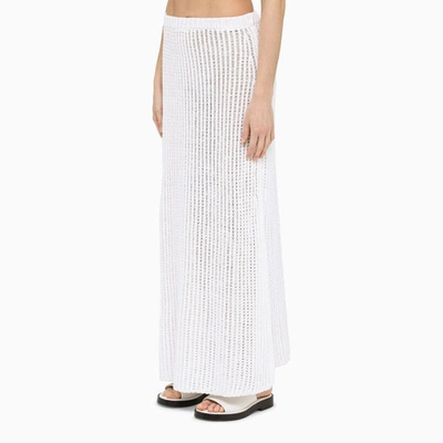 Ferragamo Side-slit Knit Skirt In White