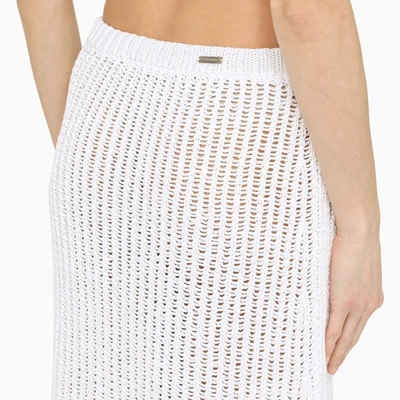 Shop Ferragamo Crochet Long Skirt In White