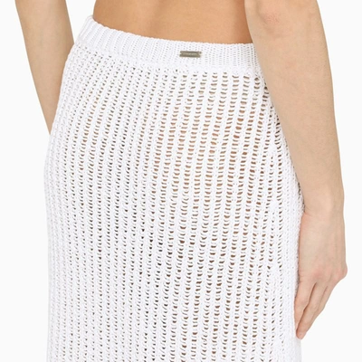 Ferragamo Side-slit Knit Skirt In White