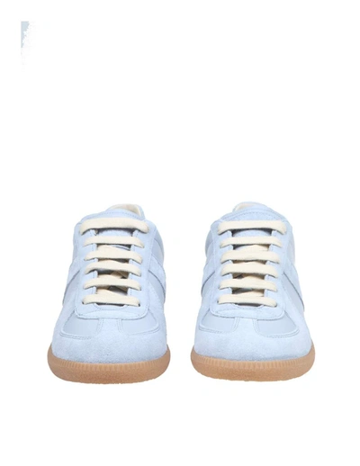 Shop Maison Margiela Suede And Fabric Sneakers In Light Blue
