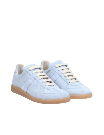 Shop Maison Margiela Suede And Fabric Sneakers In Light Blue