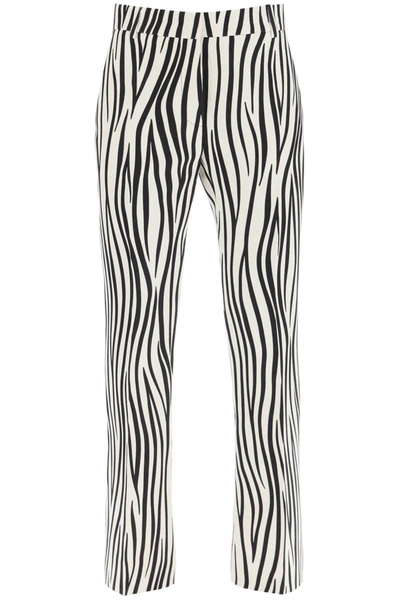 Shop Valentino Crepe Couture Pants With Zebra 1966 Print In Multicolor
