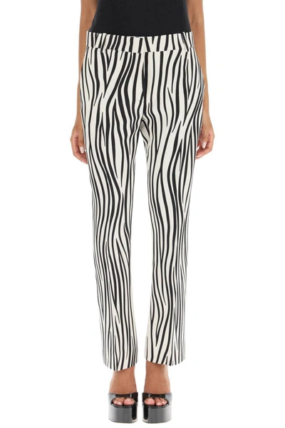Shop Valentino Crepe Couture Pants With Zebra 1966 Print In Multicolor