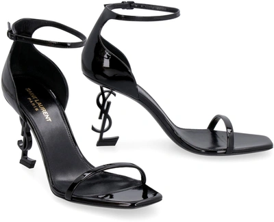 Shop Saint Laurent Opyum Patent Leather Sandals In Black
