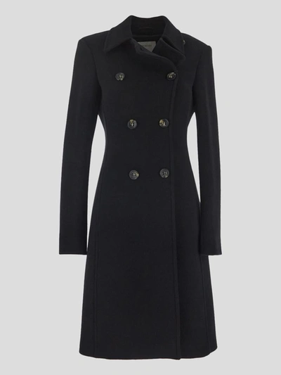 Shop Sportmax Coats In <p> Coat In Black Virgin Wool With Double Breasted Closure And Lapel Collar