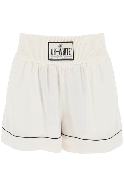 Shop Off-white Satin Pajama Shorts