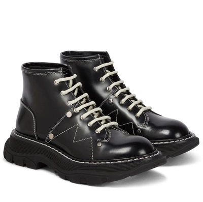 Shop Alexander Mcqueen Tread Lace-up Boots In Black