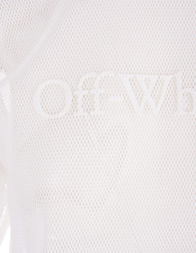 Shop Off-white Off- Mesh Crop T-shirt With Logo In White