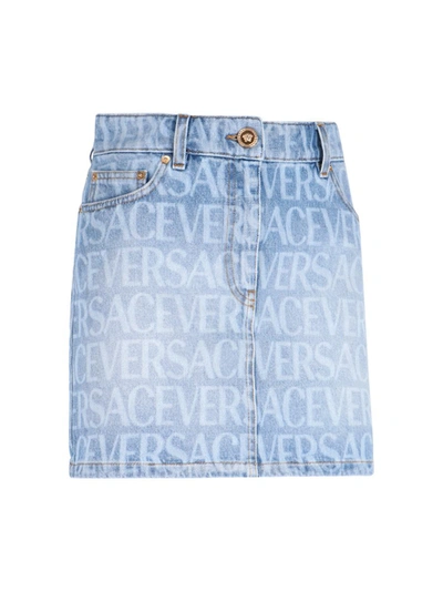 Shop Versace Skirts In Blue