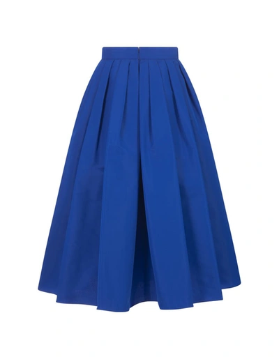 Shop Alexander Mcqueen Curled Midi Skirt In Blue