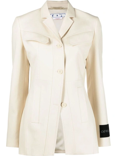 Shop Off-white Jacket With Logo In Beige