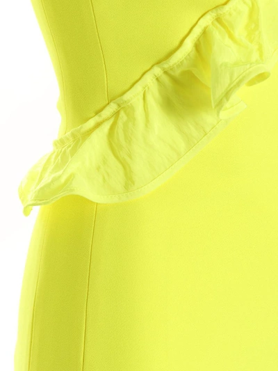 Shop David Koma 'crossbody & Open Leg Ruffle Detail' Dress In Yellow