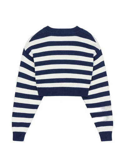 Kenzo Nautical Stripes Cropped Cardigan In Blue