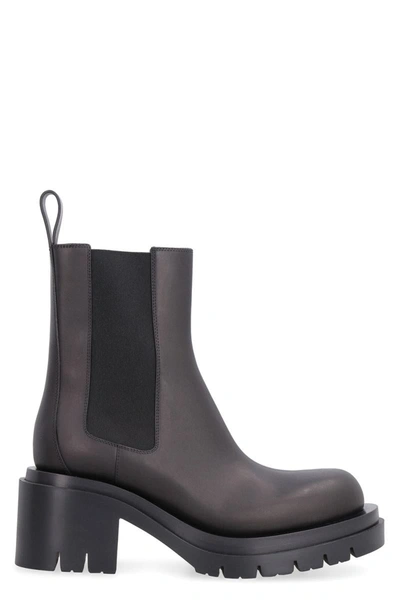 Shop Bottega Veneta Lug Leather Boots In Black