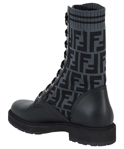 Shop Fendi Rockoko Lace-up Boots In Black