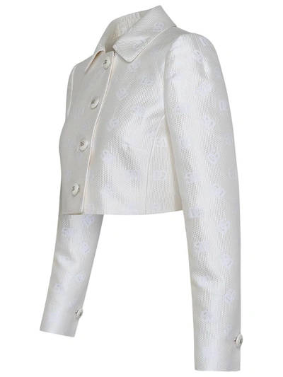 Shop Dolce & Gabbana White Cotton Blend Jacket