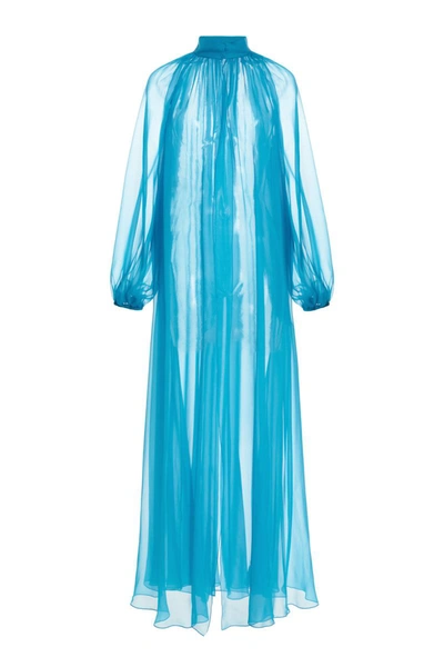 Shop Alberta Ferretti Silk Cape In Light Blue