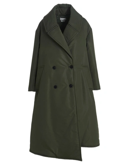 Alexander Mcqueen Double Breast Long Puffer Jacket In Green