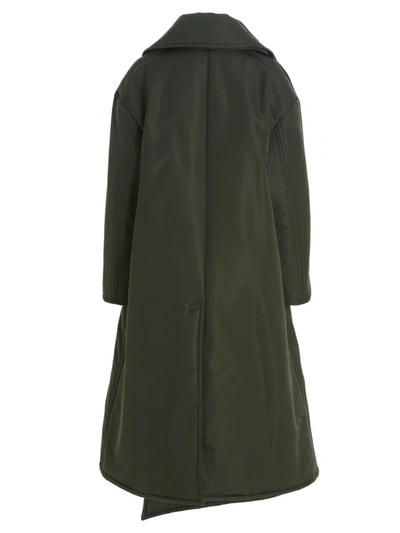 Alexander Mcqueen Double Breast Long Puffer Jacket In Green
