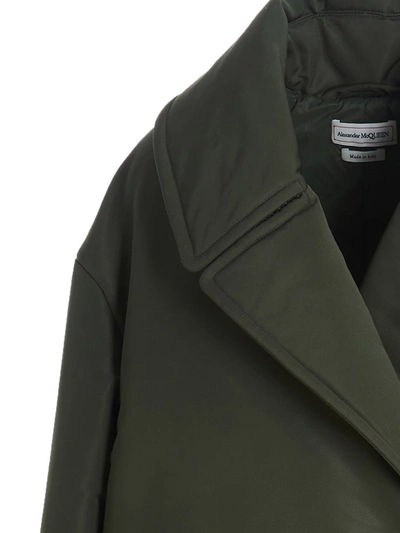 Alexander Mcqueen Double Breast Long Puffer Jacket In Green