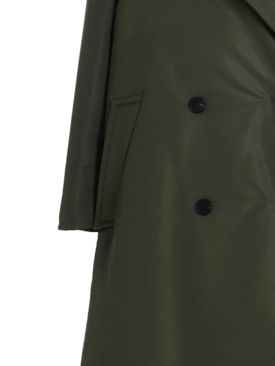Alexander Mcqueen Double Breast Long Puffer Jacket In Green