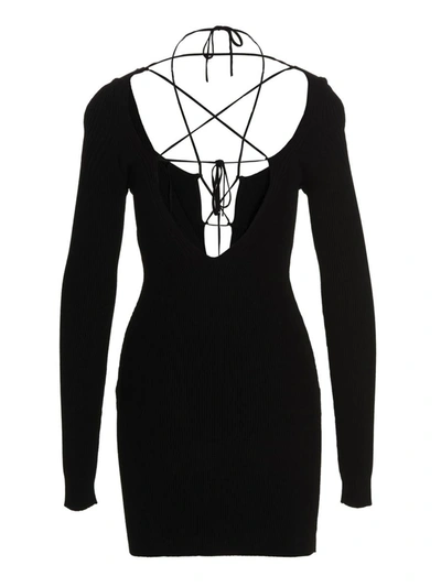 Shop Nensi Dojaka Deep Neckline Minidress In Black