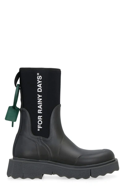Shop Off-white Sponge Wedge Ankle Boots In Black