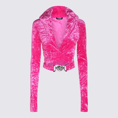 Shop Versace Top In Glossy Pink