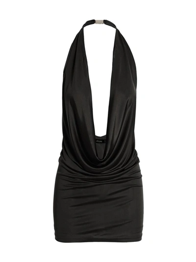 Shop Atlein Plunging Neckline Dress In Black