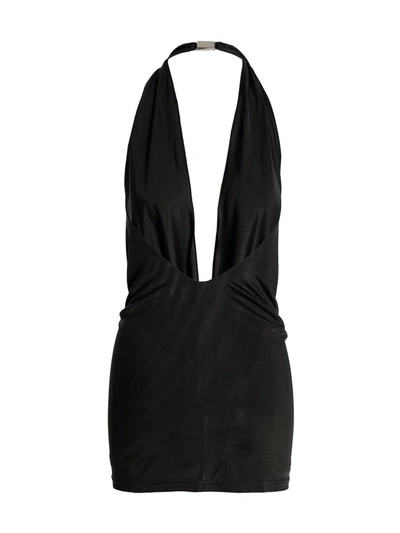 Shop Atlein Plunging Neckline Dress In Black