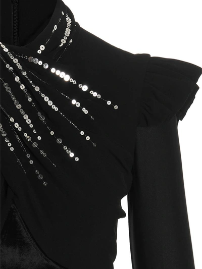 Shop Rabanne Paco  Sequin Draped Top In Black