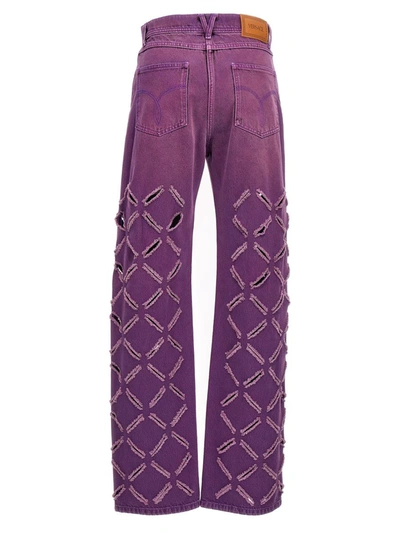 Shop Versace 'medusa' Jeans In Purple