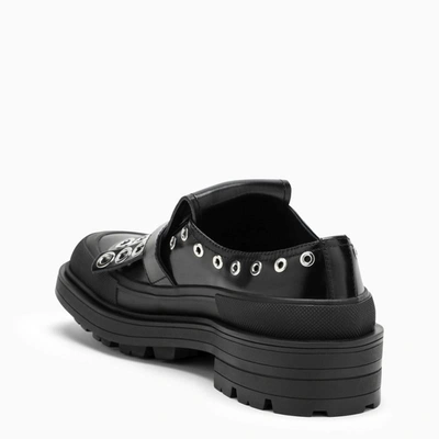 Shop Alexander Mcqueen Black/silver Fringed Loafer