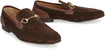 Shop Gucci Jordaan Suede Loafers With Horsebit In Brown