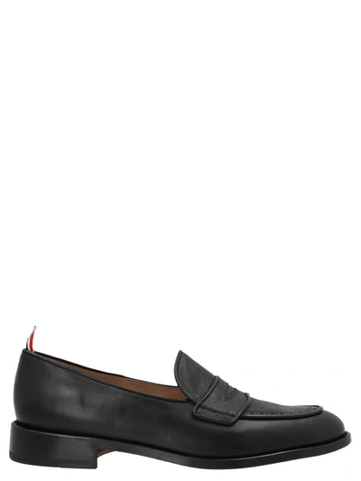 Thom Browne Black Slip-on Loafers With Loop Detail In Black